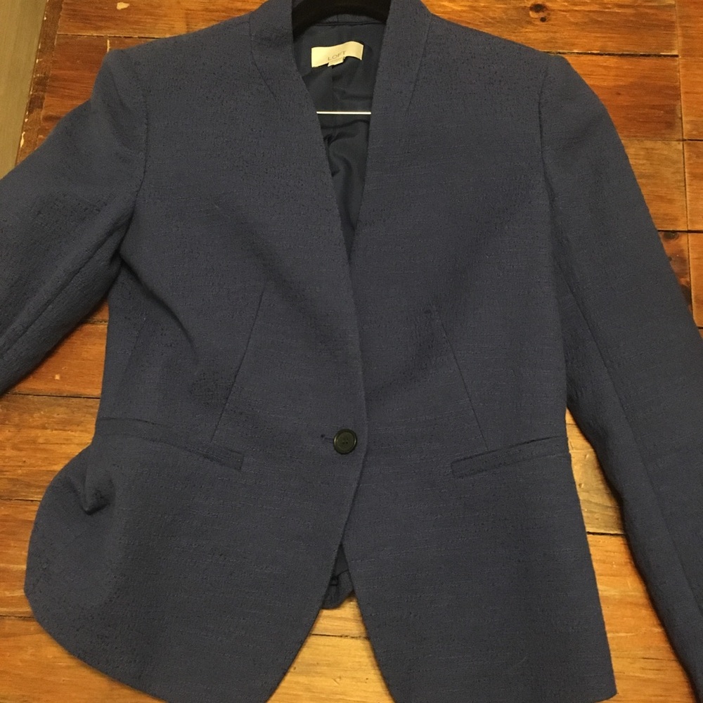Loft Navy Tweed Blazer